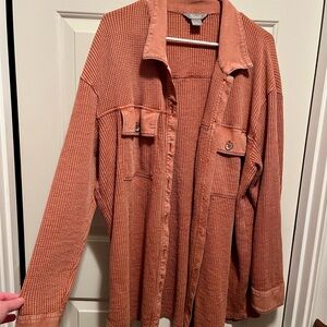 Natural Reflections Rust Orange Cardigan Sweater with pockets size XL
